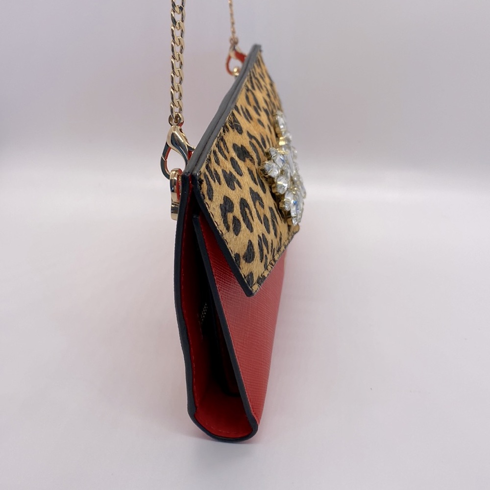 Dune London Red Leopard Print Wallet on a chain Crossbody - Picture 6 of 12